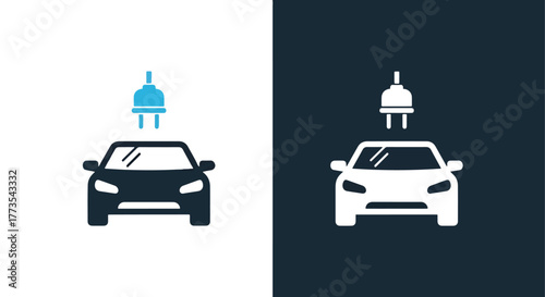 Electric vehicle charging plug sign - Vector icon symbol for website - Icon vector - Blue icon vector