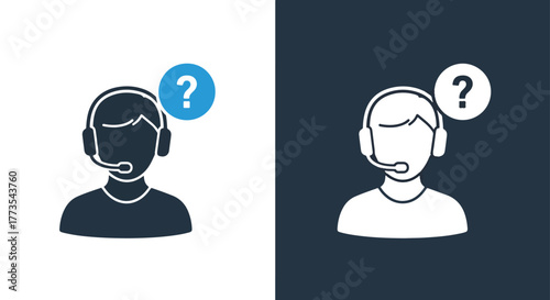Call center support helpdesk icon - Vector icon symbol for website - Icon vector - Blue icon vector