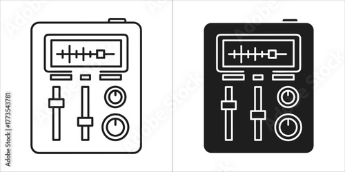 Audio mixer icon, outline and filled versions