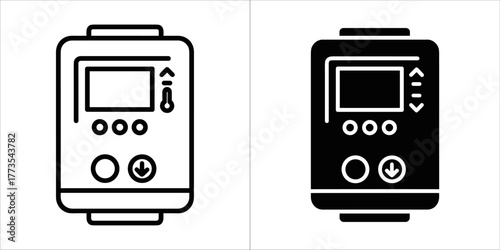Water heater icon, outline and filled versions
