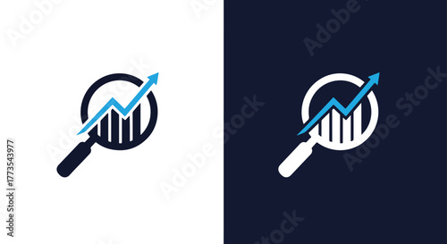 Financial analysis growth search icon - Vector icon symbol for website - Icon vector - Blue icon vector