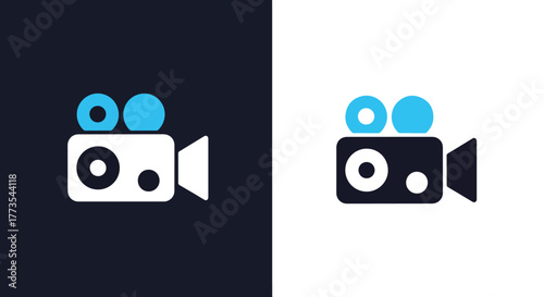 Minimalist movie camera vector icon - Vector icon symbol for website - Icon vector - Blue icon vector