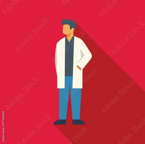 Doctor wearing lab coat standing with hand in pocket, medical research and healthcare professional concept