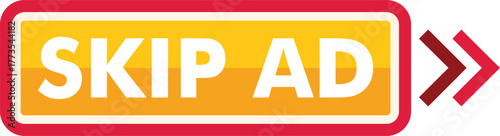 Skip ad button allowing users to bypass online advertising content with a double arrow