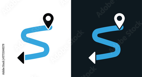 Gps route destination tracking icon - Vector icon symbol for website - Icon vector - Blue icon vector