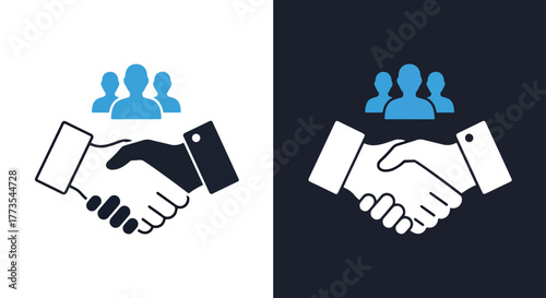 Partnership deal and team vector icon - Vector icon symbol for website - Icon vector - Blue icon vector
