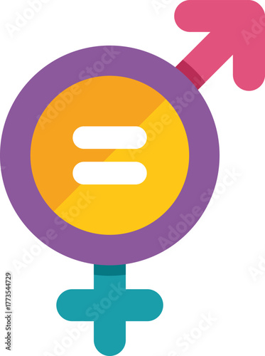 Colorful gender equality symbol representing the importance of equal rights and opportunities for all genders