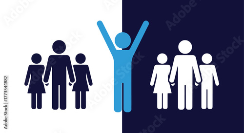 Contrasting groups leadership concept - Vector icon symbol for website - Icon vector - Blue icon vector