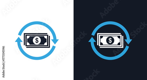 Financial money exchange process symbol - Vector icon symbol for website - Icon vector - Blue icon vector