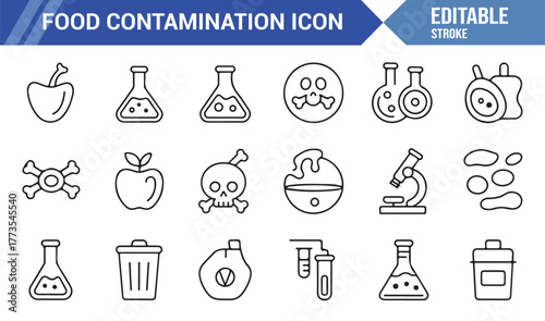 "Toxic and Microbial Icon Collection – Minimal Line Art Vector Set for Research and Safety Design"