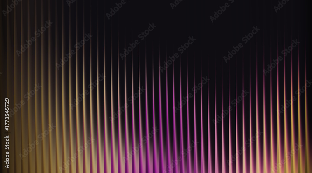 Fototapeta premium Abstract ribbed pattern with yellow and purple gradient lighting background texture