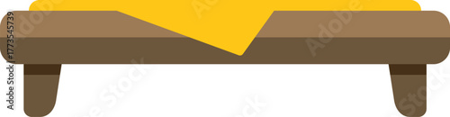 Simple wooden bench featuring a vibrant yellow tablecloth, evoking a sense of peace and tranquility