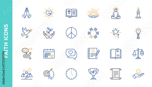 Inspiring faith icons embody hope, peace, prayer, and spiritual connection for use in religion, wellness, or community projects to evoke serenity