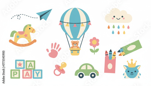 Delightful nursery decor featuring playful toys and whimsical elements creates a soothing, creative space for kids, perfect for baby shower invitations