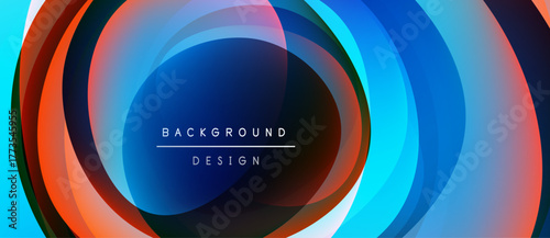 Abstract circles overlap, creating vibrant color gradients. Text reads background design centered within composition. Modern, dynamic visual.