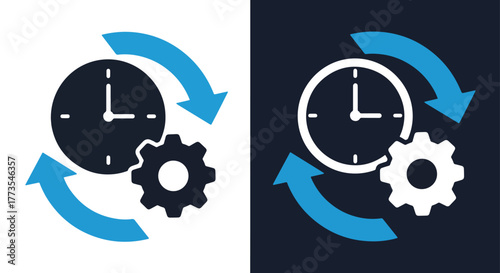 Time management process icon design - Vector icon symbol for website - Icon vector - Blue icon vector