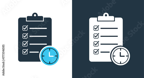 Task completion and schedule icon - Vector icon symbol for website - Icon vector - Blue icon vector