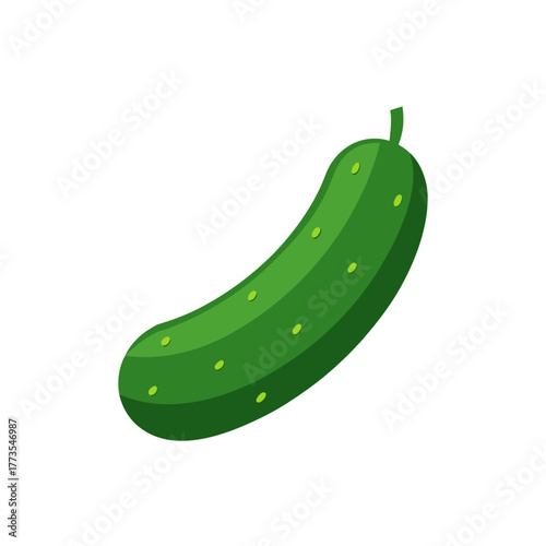 Green cucumber cartoon illustration fresh healthy vegetable icon graphic element isolated on white background simple drawing design element for healthy food concepts