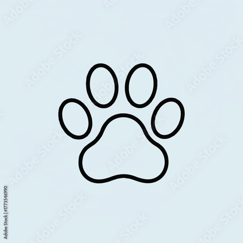 Clean and simple flat vector outline icon of an animal paw print, ideal for pet shop logos, animal rescue organizations, veterinary services, and animal themes