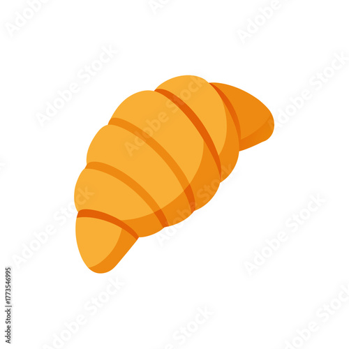 Minimalist vector icon illustration of a freshly baked golden french croissant pastry, perfect for bakery menu designs, sweet treat graphics, web assets, and food advertisement.