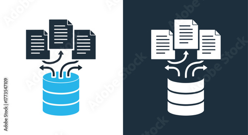 Data processing and storage icon - Vector icon symbol for website - Icon vector - Blue icon vector