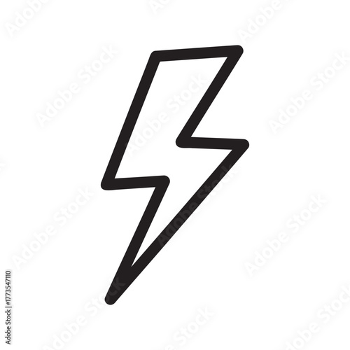 Hand drawn lightning bolt symbol, representing energy, power, or a sudden idea