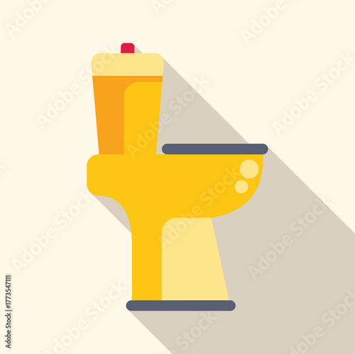 Yellow toilet bowl icon representing bathroom sanitary equipment, showcasing hygiene and waste disposal