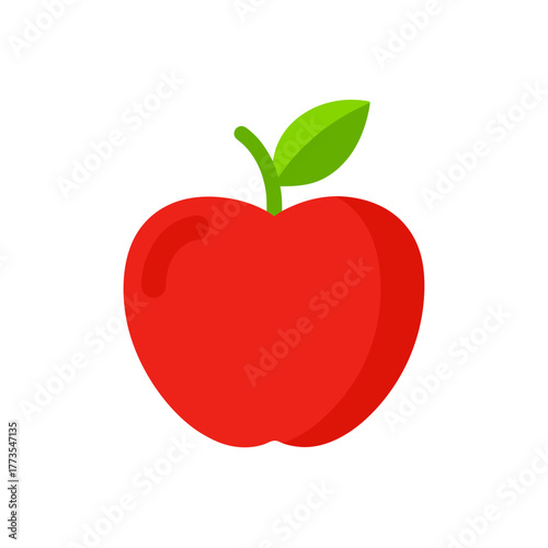 Red apple illustration icon concept of healthy eating dieting fresh fruit natural organic product nutrition vector graphic design element symbol isolated on white background.