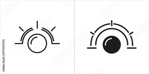 Two icons representing brightness or volume control, one outlined and one filled