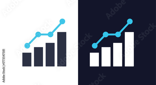 Business growth chart icon dark light - Vector icon symbol for website - Icon vector - Blue icon vector