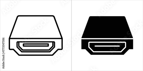 Hdmi connector icon, outline and filled version