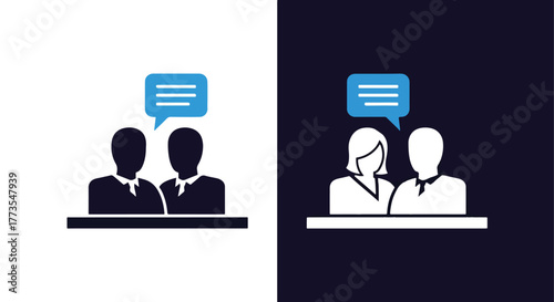 Business communication meeting symbol - Vector icon symbol for website - Icon vector - Blue icon vector