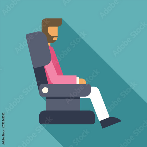 Passenger enjoying comfortable seat in airplane cabin during flight, travel and tourism concept