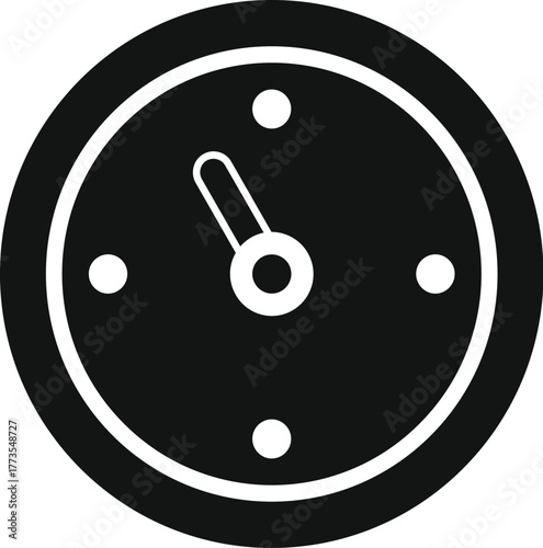 Minimalist black and white round clock icon showing the passage of time