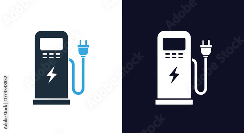 Electric vehicle charging station sign - Vector icon symbol for website - Icon vector - Blue icon vector