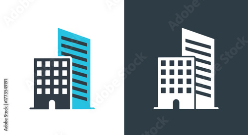 Commercial building skyscraper icon set - Vector icon symbol for website - Icon vector - Blue icon vector