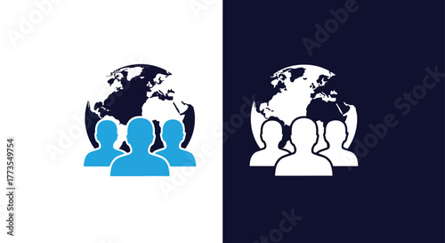 Global social network user group icon - Vector icon symbol for website - Icon vector - Blue icon vector