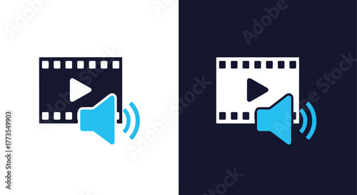 Multimedia video film sound icon vector - Vector icon symbol for website - Icon vector - Blue icon vector