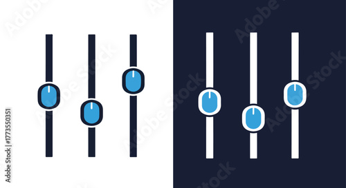 Audio mixer fader control interface - Vector icon symbol for website - Icon vector - Blue icon vector
