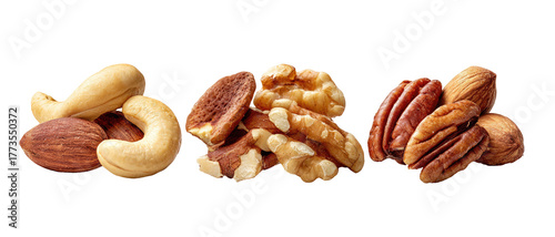 Assortment of mixed nuts including cashews, almonds, walnuts, and pecans