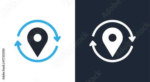 Map location refresh cycle vector icon - Vector icon symbol for website - Icon vector - Blue icon vector
