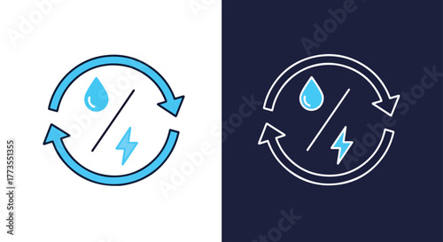 Water energy cycle renewable icon - Vector icon symbol for website - Icon vector - Blue icon vector