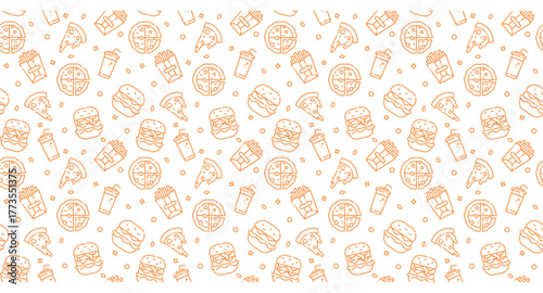 yellow junk food, fast food, food seamless pattern background