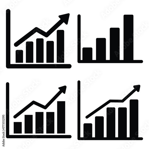 bar graph  icon vector set and silhouette collection.