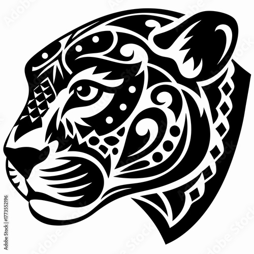 Wallpaper Mural Tribal Aztec Jaguar Head Graphic Design Illustration Torontodigital.ca