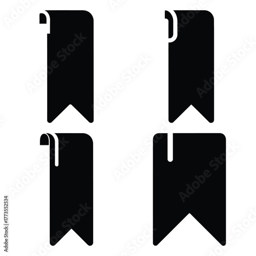 bookmark  icon vector set and silhouette collection.