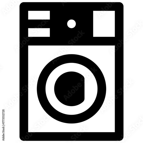 Laundry. Outlined stroke vector icon with black-filled details.