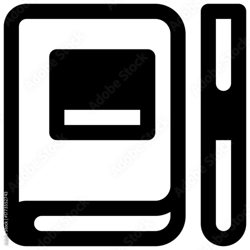 Journal. Outlined stroke vector icon with black-filled details.