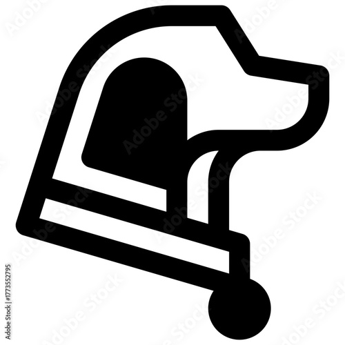 Walking the dog. Outlined stroke vector icon with black-filled details.