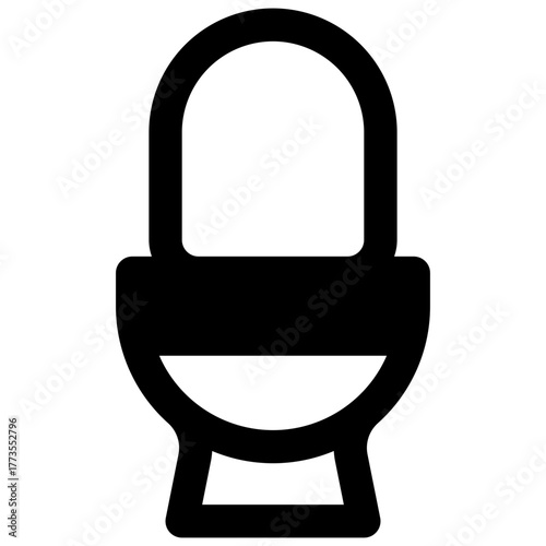 Toilet. Outlined stroke vector icon with black-filled details.
